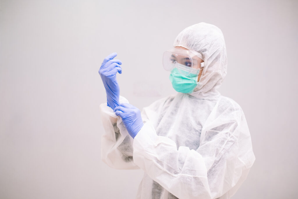 Nurse with gloves, PPE