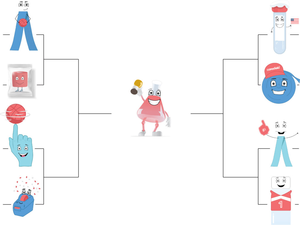 The bracket features eight lab products squaring off in a single elimination tournament., 