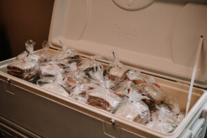 Caresfield made 200 sandwiches for the homeless in Minneapolis. 