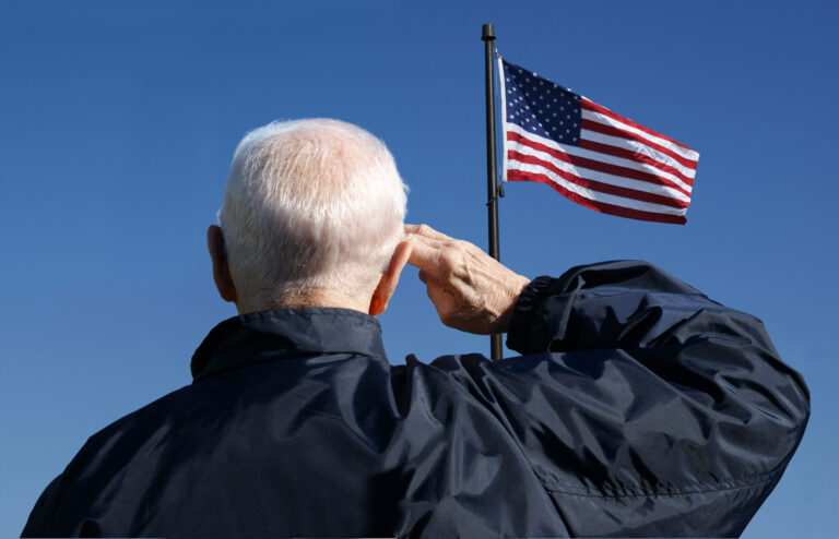 Veteran with flag