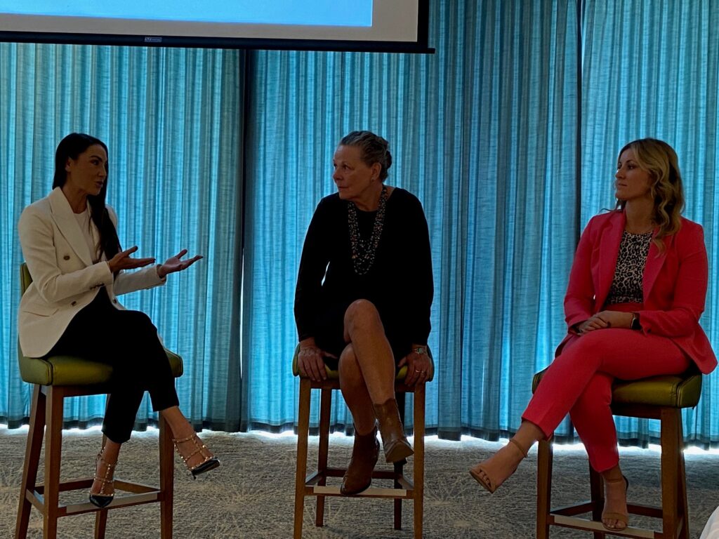 Dee Donatelli answers questions from the team. 